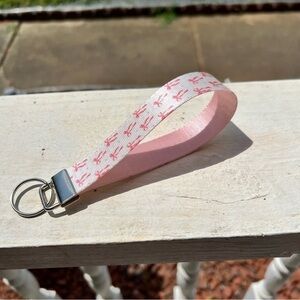 Handmade Croquette Pink Bow Keychain Wristlet